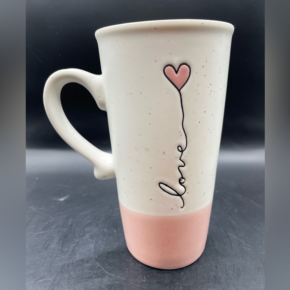 Belle Maison Love with Balloon Heart Coffee Mug Ivory with Pink